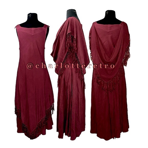 Holy Clothing • Double Layer Fringe Maxi Dress w Pockets - Picture 1 of 11